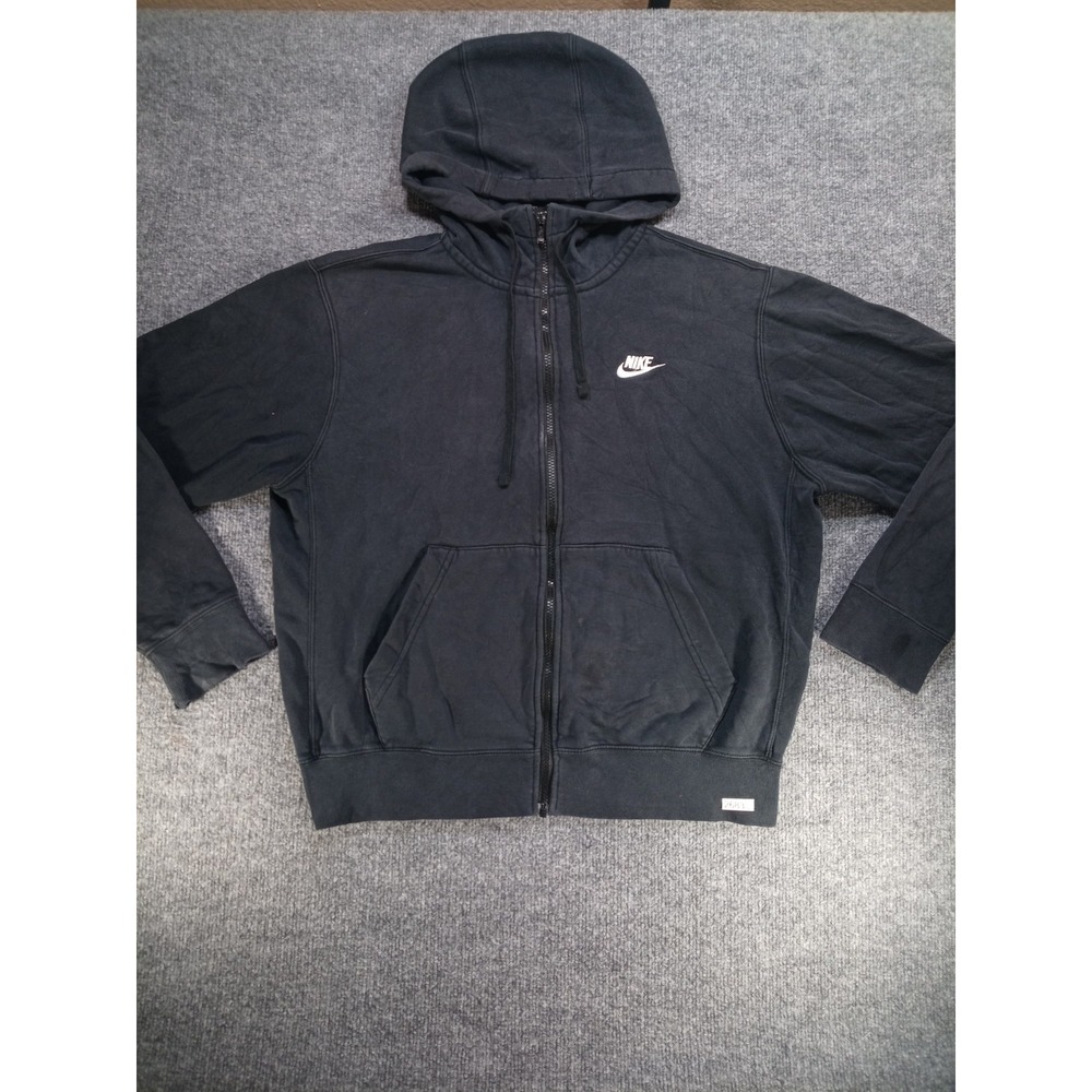 Nike Women's Large Black Cropped Full Zip Hoodie Jacket Swoosh Logo